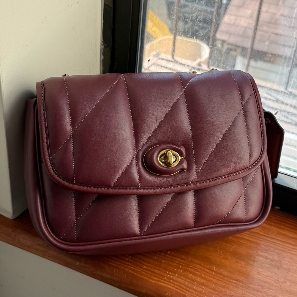 EUC Coach Quilted Madison Bag in Wine Leather